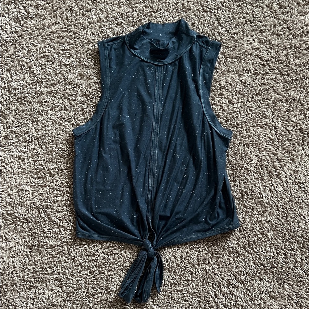 lululemon athletica Black Speckled Tie-Front Sleeveless Mock Neck Tank